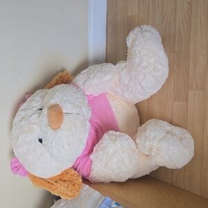 Giant Stuffed Puppy Dog Animal Plush Stuffed Animals Soft Plush 33" Cream/Pink